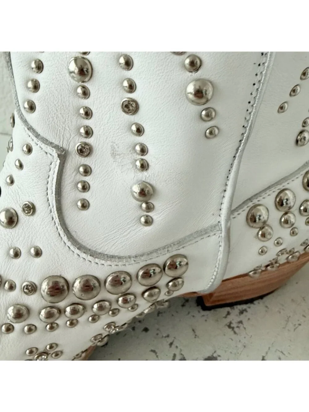 Lane SOLSTICE White Cowboy Boots Embellished Western Cowgirl Tall Snip Toe 11 - Picture 11 of 16
